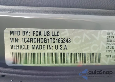 2026 Dodge Durango Gt Rwd z USA, uszkodzony, nr VIN 1C4RDHDG1TC165348
